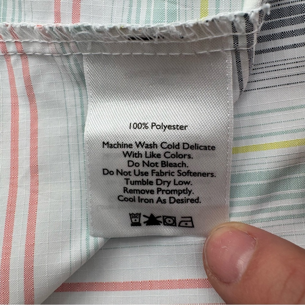 Eddie Bauer White Striped Button Down Chest Pockets Sleeveless Tech Shirt Small - Picture 8 of 10